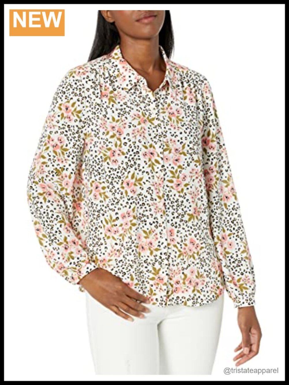 Womens NYDJ Modern Blouse Long Sleeve Button Down 100% Polyester Rosebank